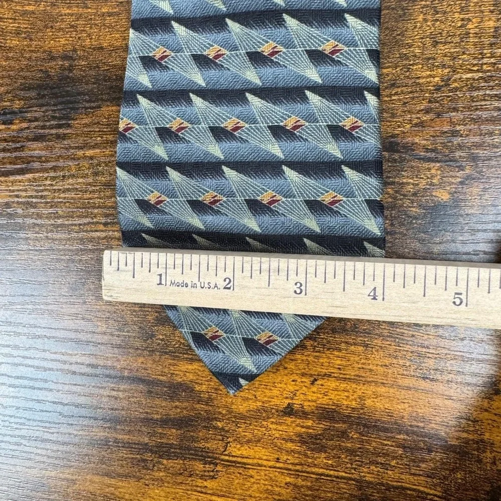Millennium‎ I Mens Silk Necktie Gray Geometric Abstract USA Vintage 1990s